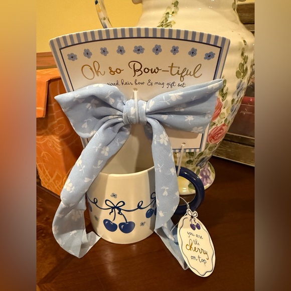 Sunday Morning Ceramics Other - Blue Cherry Mug with Bow